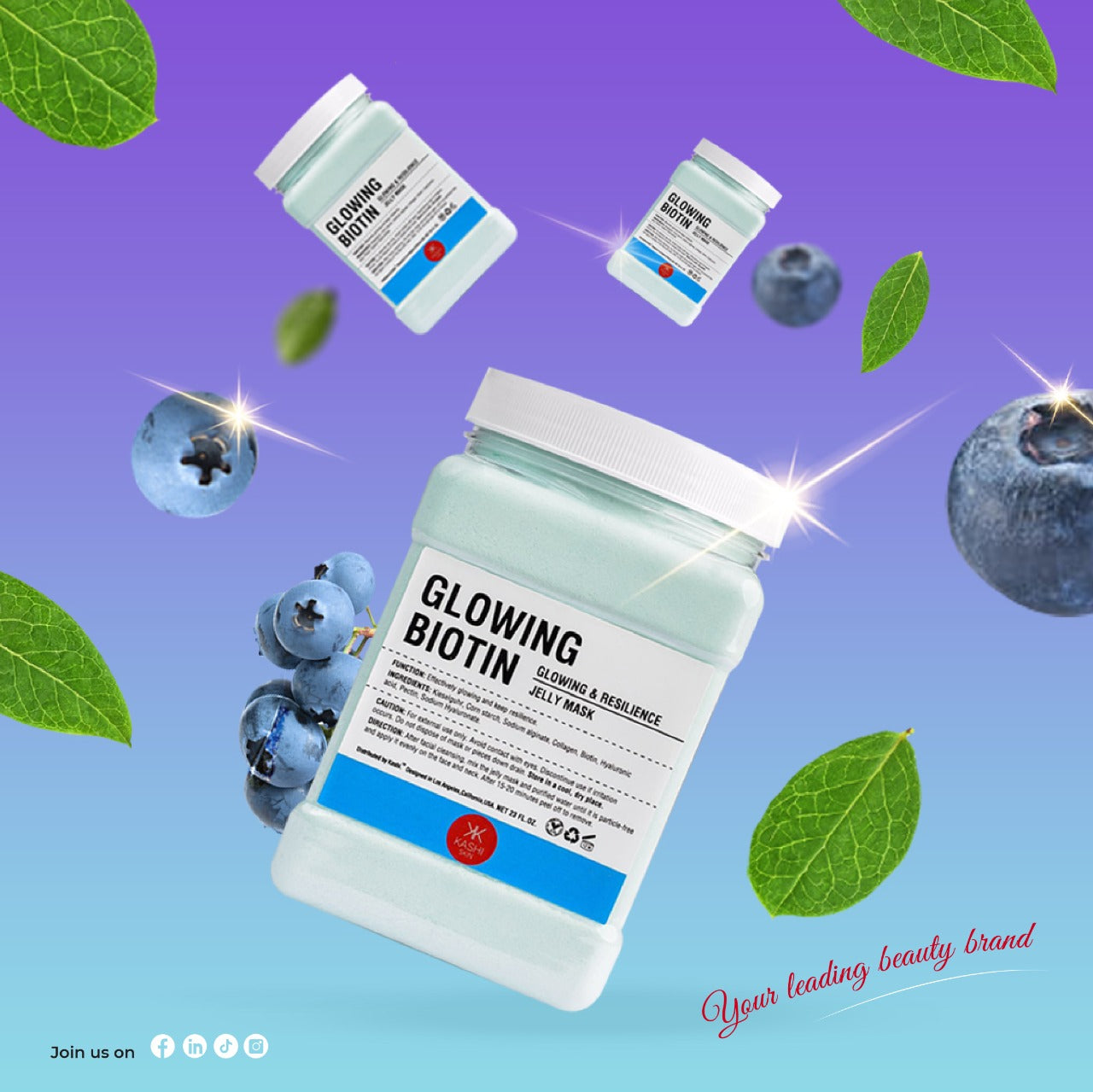 KASHI ™ SKIN GLOWING BIOTIN HYDROJELLY PEEL OFF MASK JAR - GLOWING AND RESILIENCE