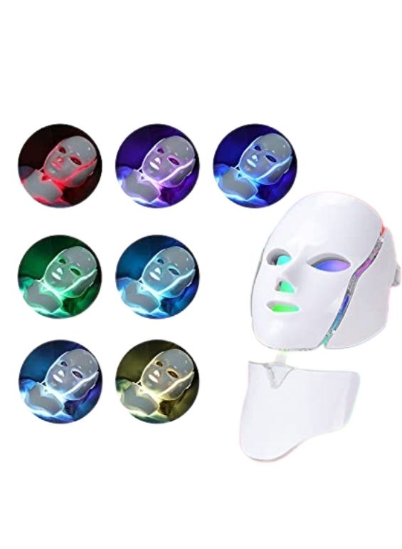 Led Face Mask, 7 Colors Led Light Photon Therapy Mask Beauty Proactive Whitening Skin Care Firming Skin Anti Aging Kit- FACE AND NECK
