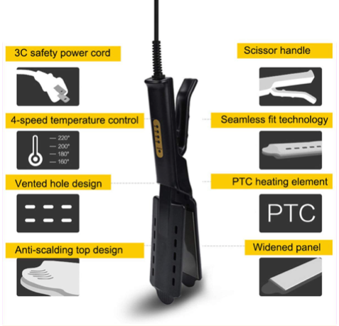 টাইটানিয়াম ক্রিস্টাল স্টিম ইন্টিগ্রেটেড হেয়ার স্ট্রেইটনার