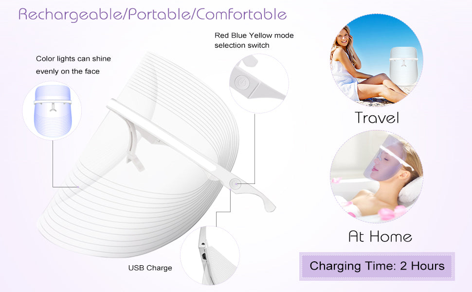 KASHI™ LED Face Mask Light Therapy, 3 Colors Light